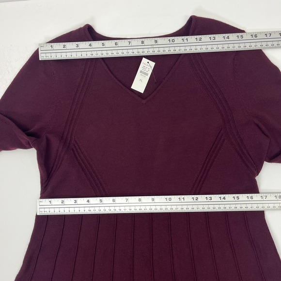 Talbots Sweater Dress Pure 100% Merino Wool Pleated Burgundy Wine Old Money LP - Picture 9 of 13